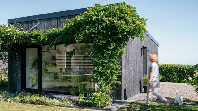 Atelier d'architecture Studio In Situ à Roscoff, bardage bois brûlé sous la glycine