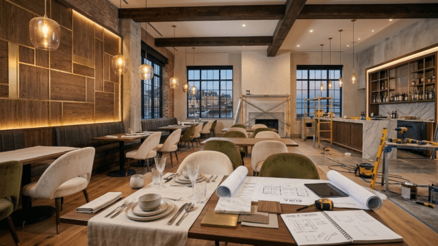 étape agencement restaurant hotel studio in situ