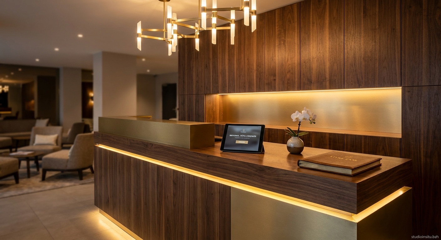 Comptoir accueil hôtel sur mesure : l'élément qui donne le ton dès l'entrée