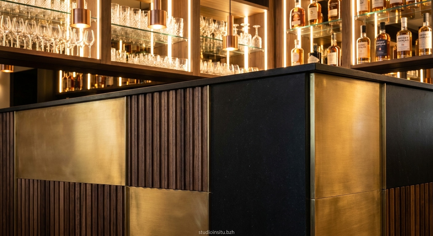Habillage comptoir bar professionnel : matériaux, finitions et tendances